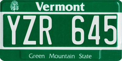 VT license plate YZR645