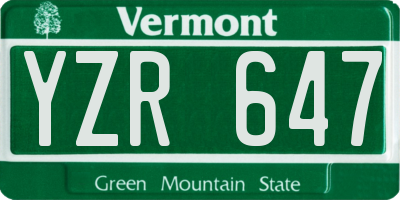 VT license plate YZR647