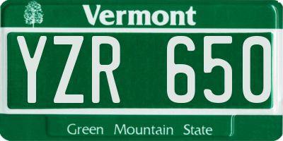 VT license plate YZR650