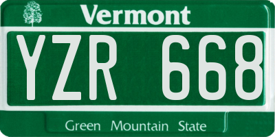 VT license plate YZR668