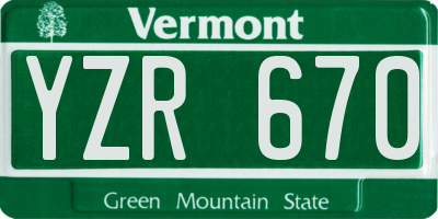VT license plate YZR670