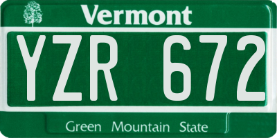 VT license plate YZR672