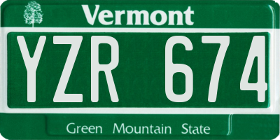 VT license plate YZR674
