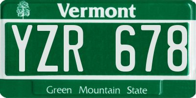 VT license plate YZR678