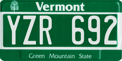 VT license plate YZR692