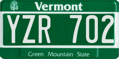 VT license plate YZR702