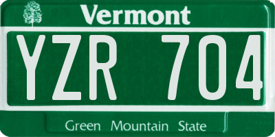 VT license plate YZR704