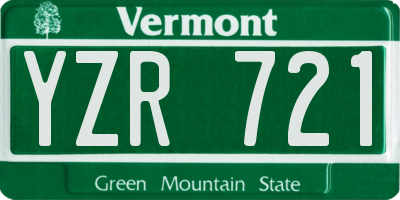 VT license plate YZR721
