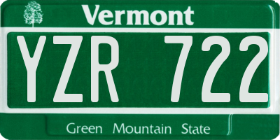 VT license plate YZR722