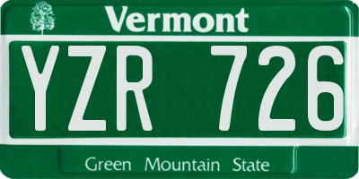 VT license plate YZR726