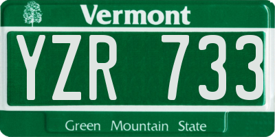 VT license plate YZR733