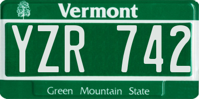 VT license plate YZR742