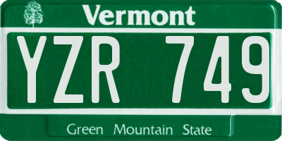 VT license plate YZR749