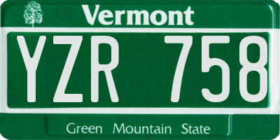 VT license plate YZR758