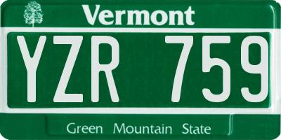 VT license plate YZR759