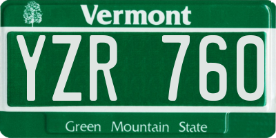 VT license plate YZR760