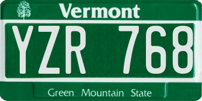VT license plate YZR768