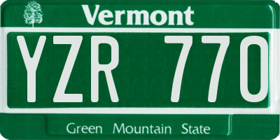 VT license plate YZR770
