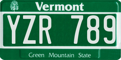 VT license plate YZR789