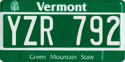 VT license plate YZR792