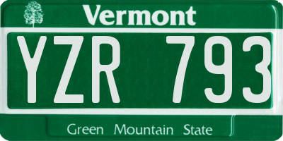VT license plate YZR793