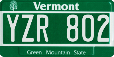 VT license plate YZR802