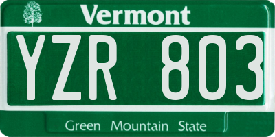 VT license plate YZR803