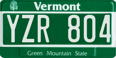 VT license plate YZR804