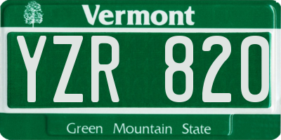 VT license plate YZR820
