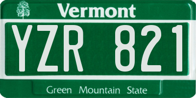 VT license plate YZR821