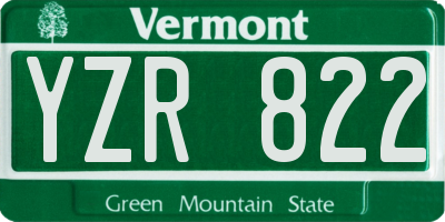 VT license plate YZR822