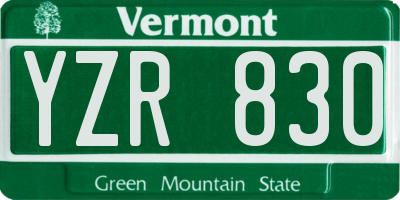 VT license plate YZR830