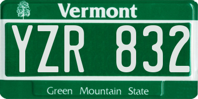 VT license plate YZR832