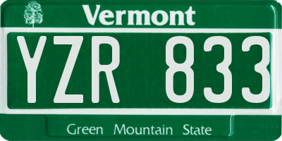 VT license plate YZR833