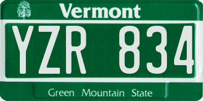 VT license plate YZR834