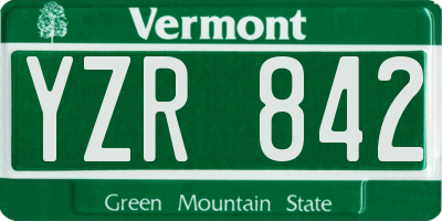 VT license plate YZR842