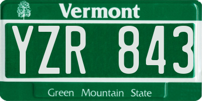 VT license plate YZR843