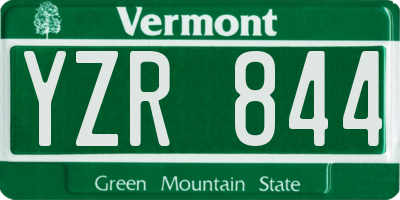 VT license plate YZR844