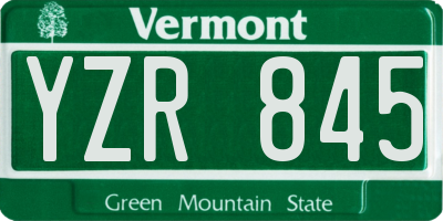 VT license plate YZR845