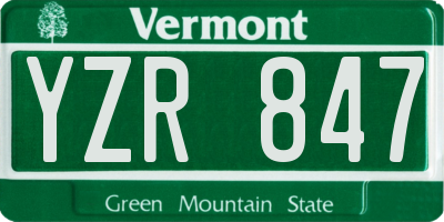 VT license plate YZR847