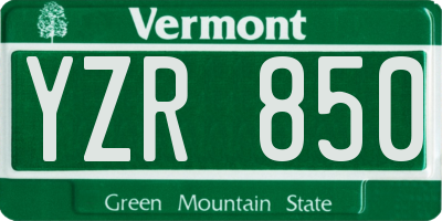 VT license plate YZR850