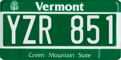 VT license plate YZR851