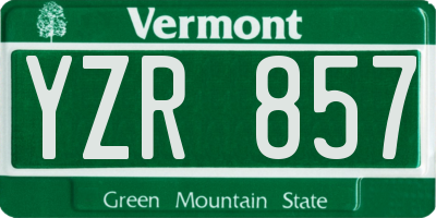 VT license plate YZR857