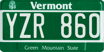 VT license plate YZR860