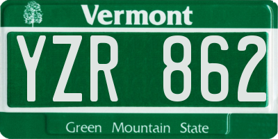VT license plate YZR862