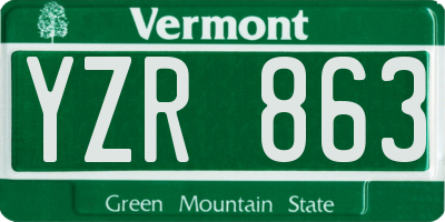 VT license plate YZR863
