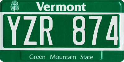VT license plate YZR874