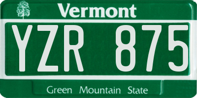 VT license plate YZR875