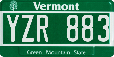 VT license plate YZR883