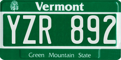 VT license plate YZR892